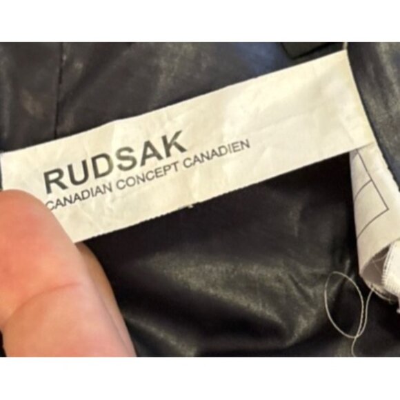 Rudsak Womens TP/XS Navy Down Long Coat With Fur Trim Hood Leather Accents - Picture 12 of 16